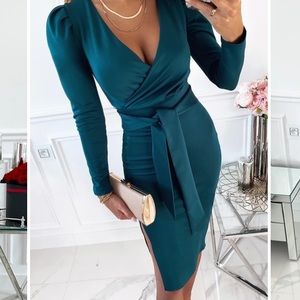 NEW teal midi party dress